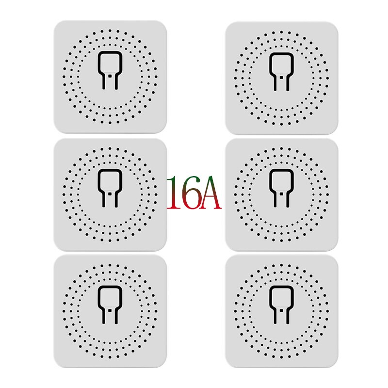 Mini WiFi Smart Light Switch DIY Breaker Module Smart Life Tuya App Remote Control Concealed Smart Switch For Alexa Google Home: 16A 6PCS