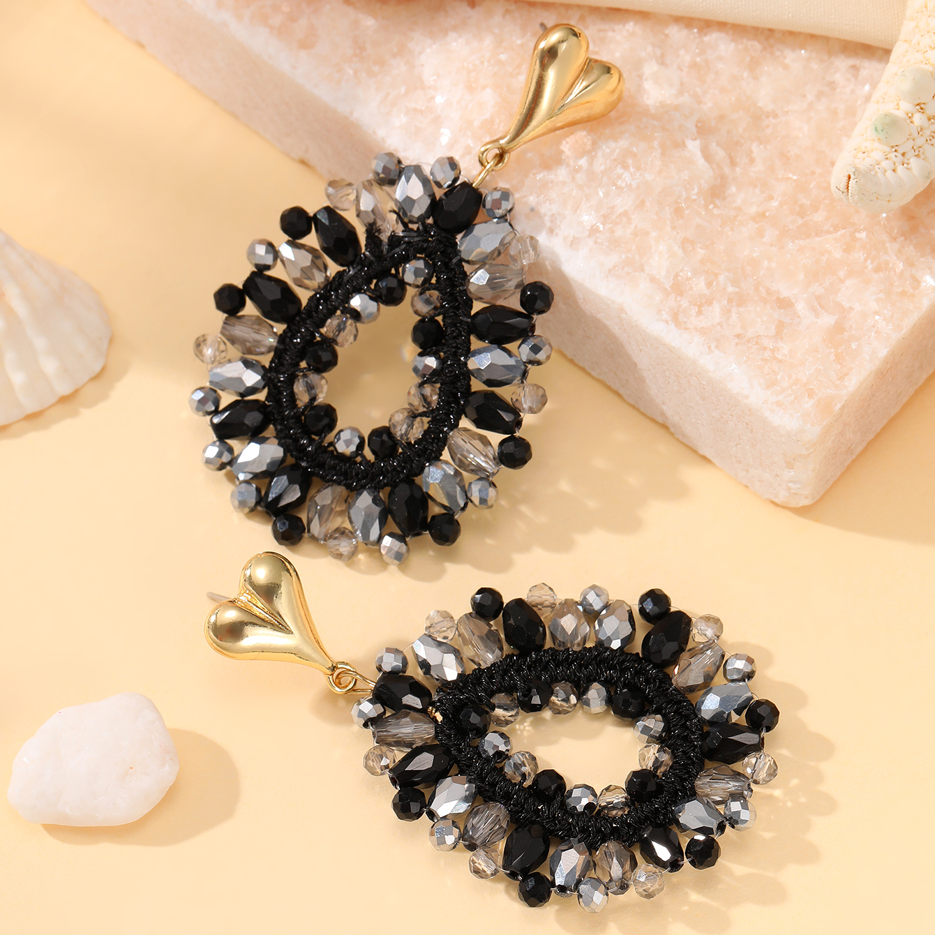 INKDEW-pendientes de gota de agua bohemios para mujer, aretes grandes y largos hechos a mano, cuentas facetadas de cristal, joyería de EA152: VERMEIL