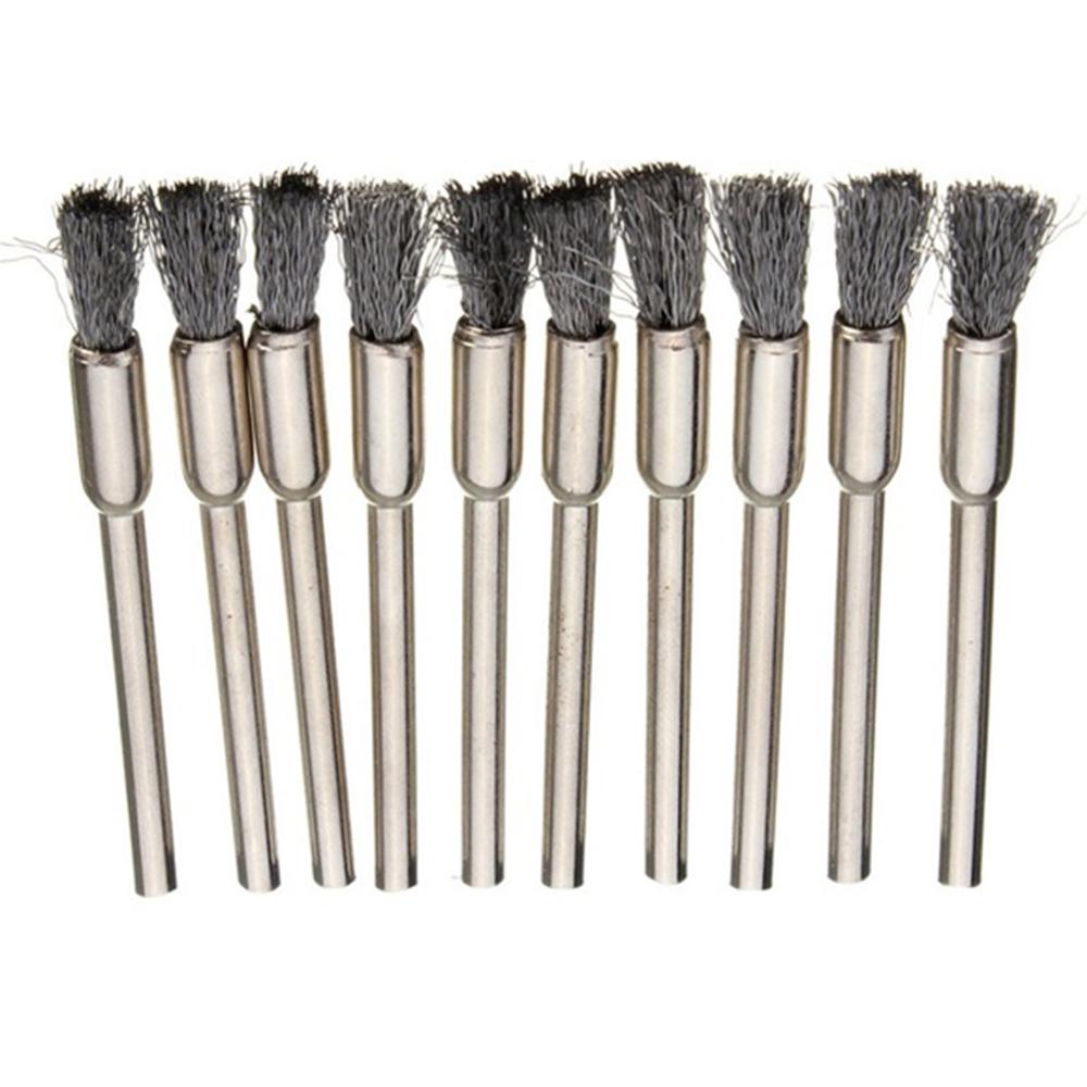 10pcs Wire Brushes Metal Rust Tool Removing Steel Wire Wheels With Shank Pole Flat Copper Wire Wheels Polishing Brushes Set