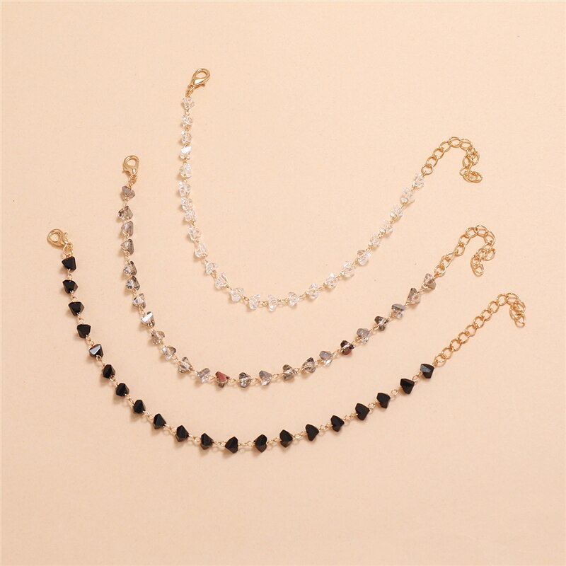 3 Stks/set Classic Enkelband Multi-layer Ketting Bead Crystal Foot Sieraden Zomer Strand Vrouwen Enkelbanden Op Voet Enkelband: Default Title
