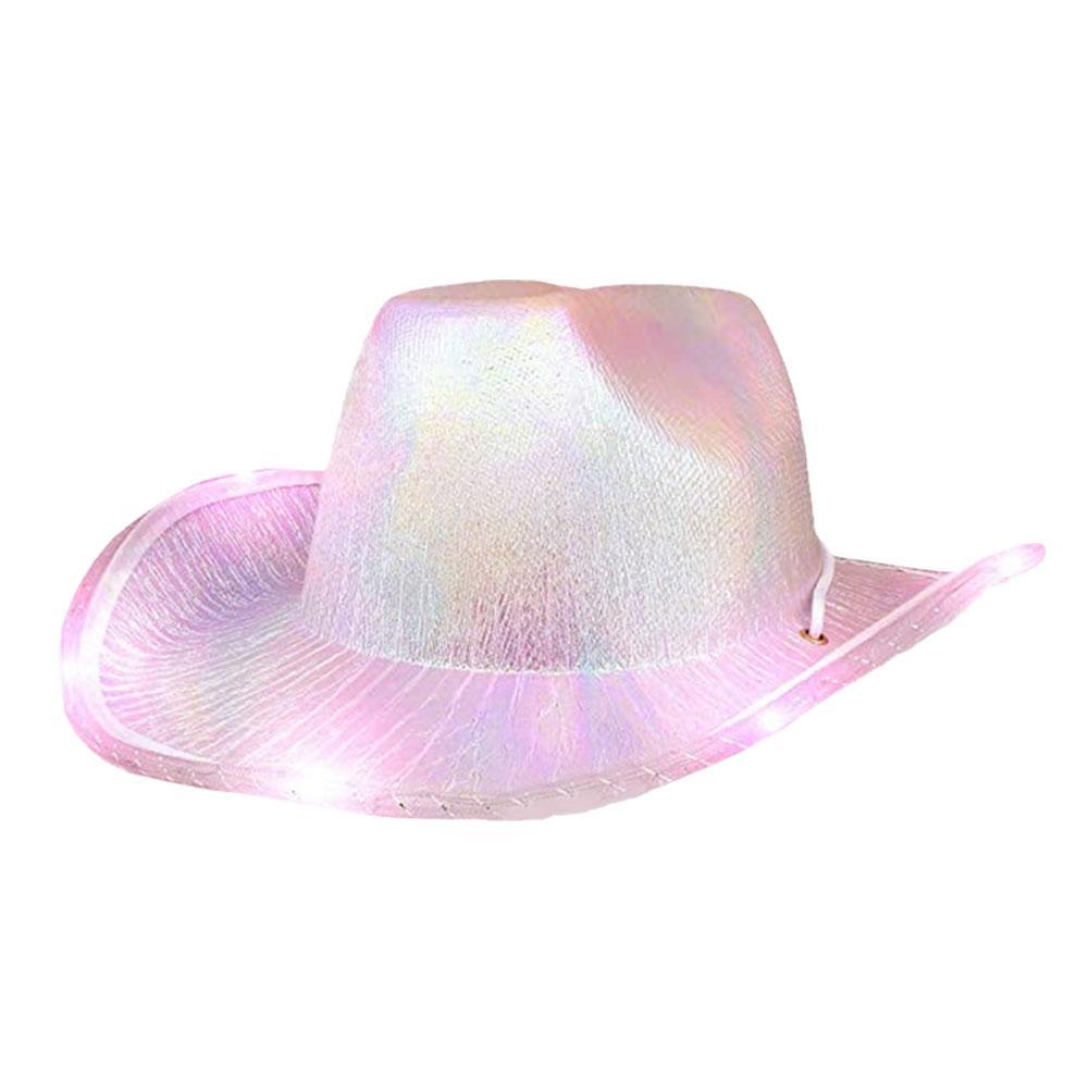 Roze Cowgirl Hoed Met Verlichting Kostuum Voor Vrouwen Western Cowboy Hoeden Voor Party Vrouwen Kleurrijke Persoonlijkheid Cowboy Caps