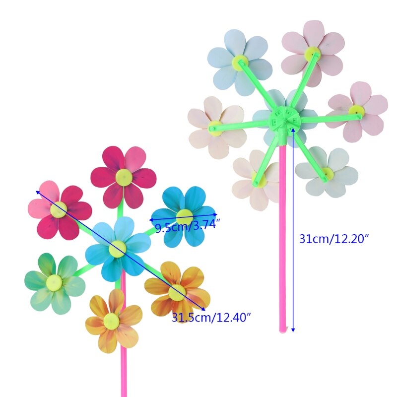 Flower Pattern Spinner Wind Windmill Kids Children Toys Garden Yard Decoration Q0KB