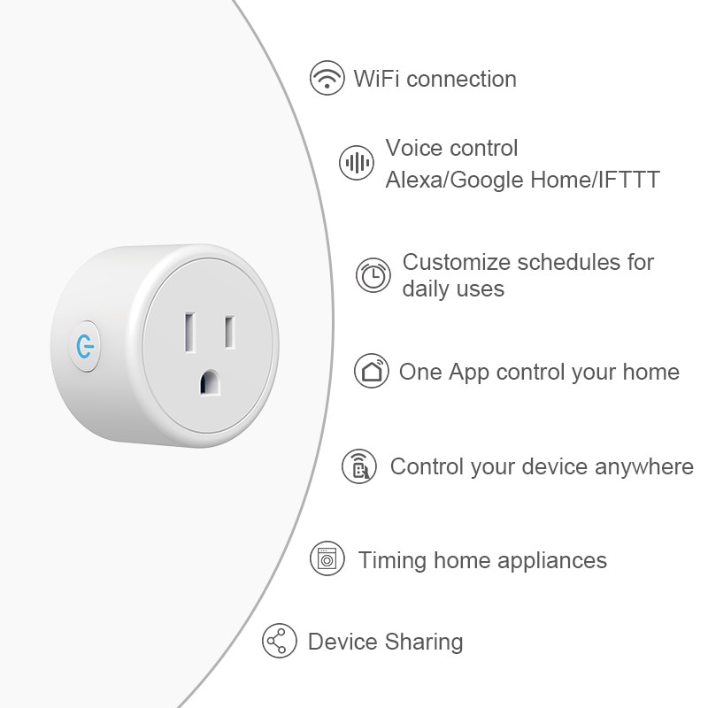 Us smart plug wifi smart socket smart life plug alexa enchufe wifi smart timer plug google home mini ifttt tomada inteligente