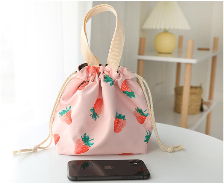 Cute Small Shopping Bag Foldable Cartoon Flowers Lunch Box Tote Bags For Women Canvas Bolso Shopper Waterproof Drawstring Tote: 17