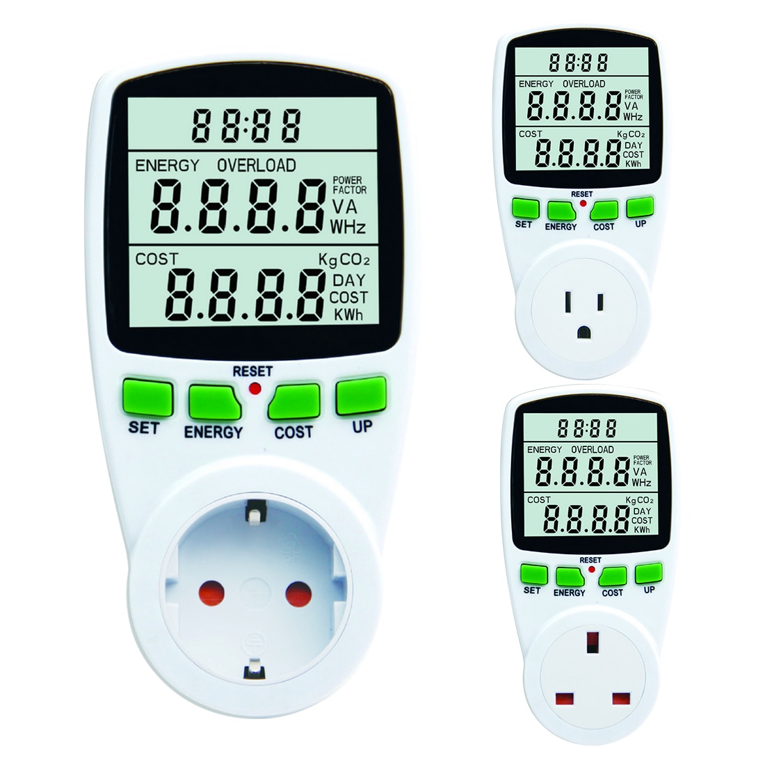 EU/US/UK Digital LCD Energy Meter Wattmeter Wattage Electricity Kwh Power Meter Measuring Measuring Outlet Power Analyzer