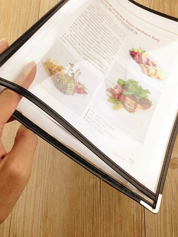 1, 2 , 3 , 4，5 sheets 2 , 4 , 6 , 8，10 views A4 Transparent pvc menu holder transparent menu book cover Fits 1/2" x 11" Paper