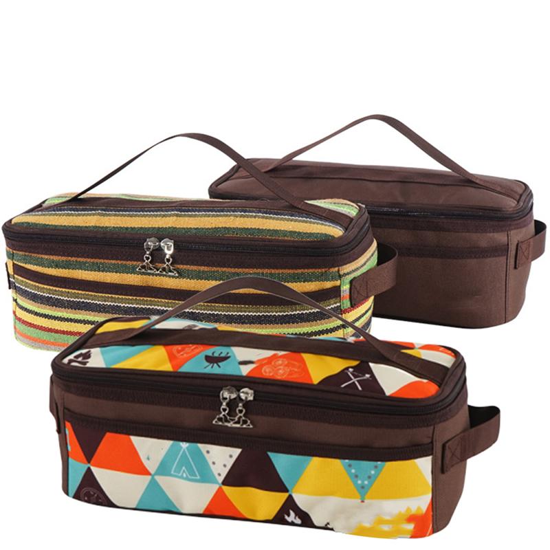 1pc panelas saco de armazenamento utensílios de mesa saco de viagem portátil saco de cosméticos bolsa de higiene pessoal para churrasco de acampamento ao ar livre (café)