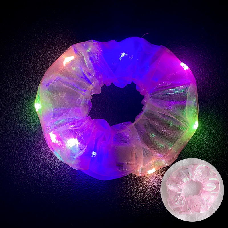 10Pcs LED Light Hair Scrunchies Light Up Scrunchies Elastic Glow Hairbands Hair Scrunchies Glow Mermaid Party favors Supplies: light yellow