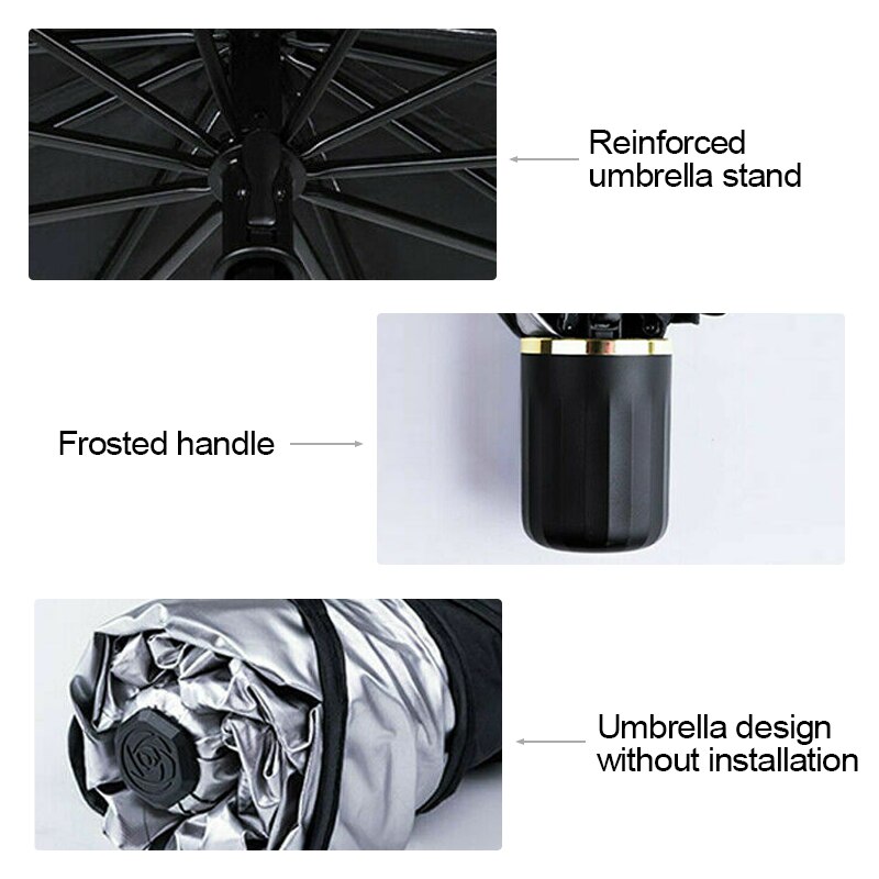 Universel bilafdækning forrude uv-beskyttelsesafskærmning solskærm foran bagrude monteret paraply forrude solskærm anti