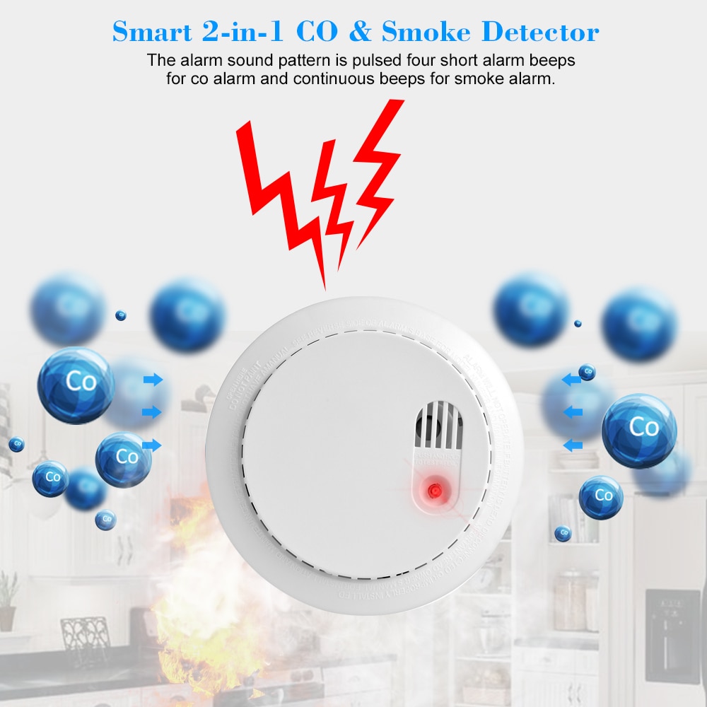 Tuya 2in1 Smart WiFi Détecteur de fumée et de monoxyde de carbone