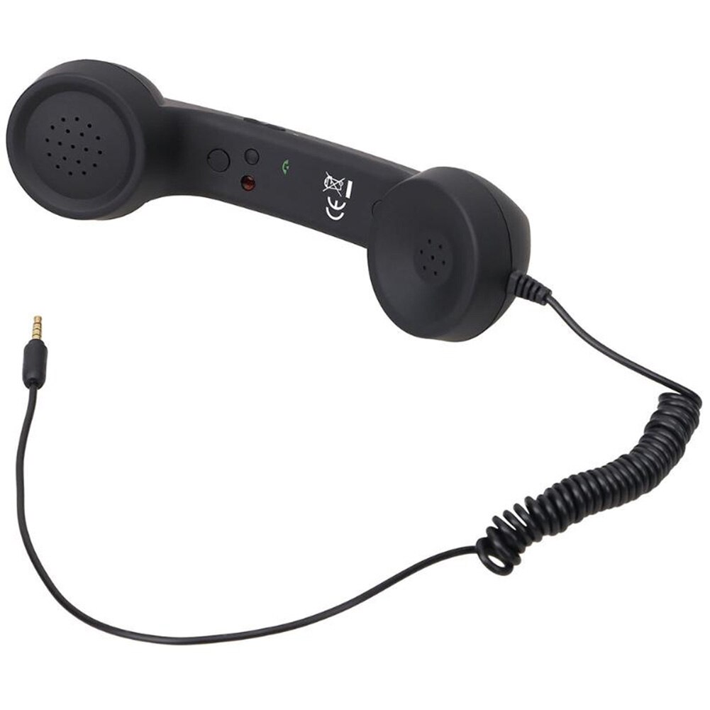 Mobile Phone Telephone Receivers Handset Earphone Retro Telephones Receiver For 3.5mm Interface Cellphone: black