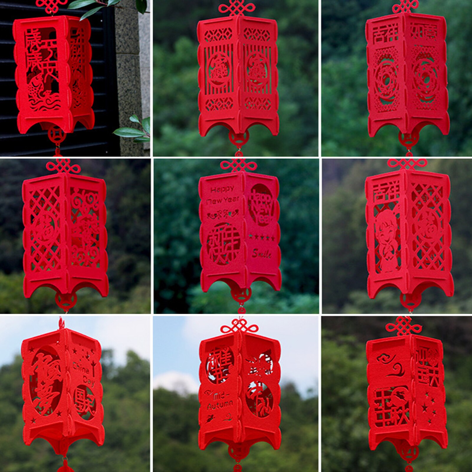 Chinese Year Square Palace Lantern Hollow Inlaid Spring Festival Decoration