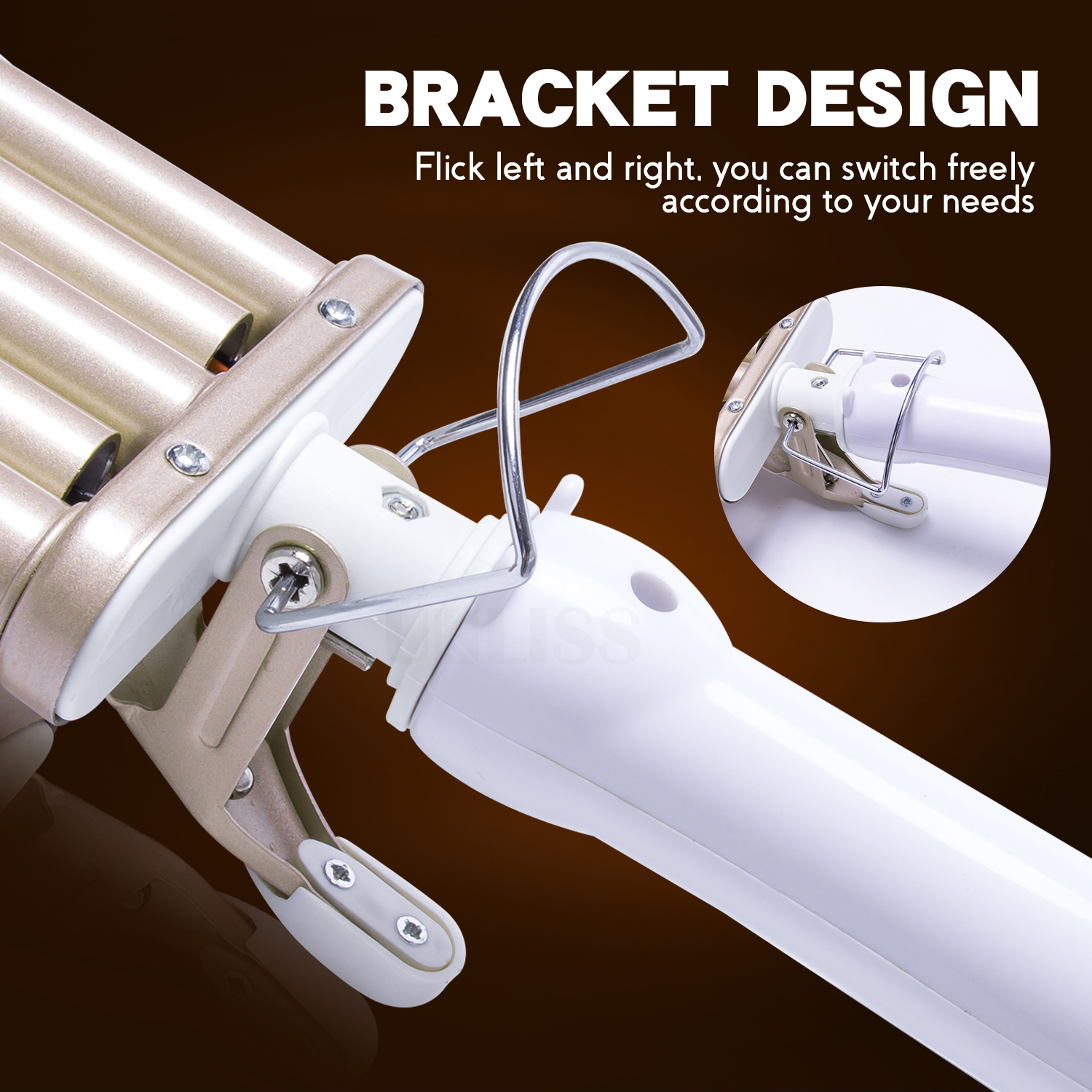 UKLISS Hair Waver Ceramic Deep Barrel Hair Crimper Iron for Beach Waves 3 Barrels Big Wave Curler Wand Hair Styler Curling Iron