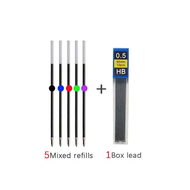 6 In 1 Multicolor Ballpoint Pen Multifunction Pen Contain 5 Color Ball Pen & 1 Automatic Pencil Top Eraser Office School Supply: Mixed Color