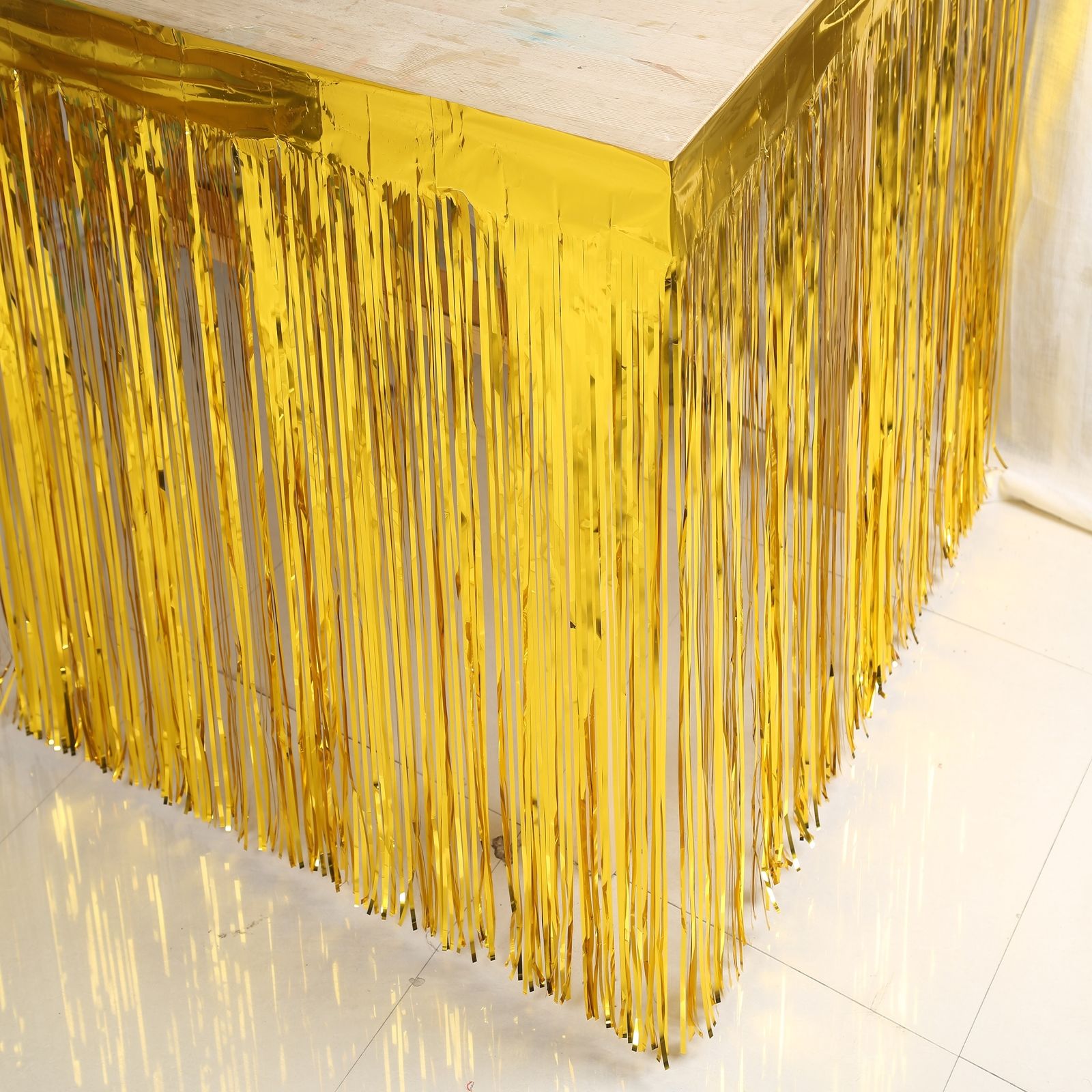 Folie frynser metallisk sequin bord nederdel hotel bryllupsfest banket graduate bryllup fejre dekor tilbehør
