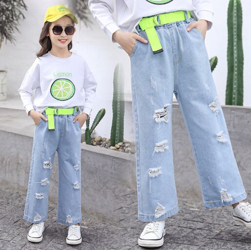 Pige denim bukser børn jeans til efterår