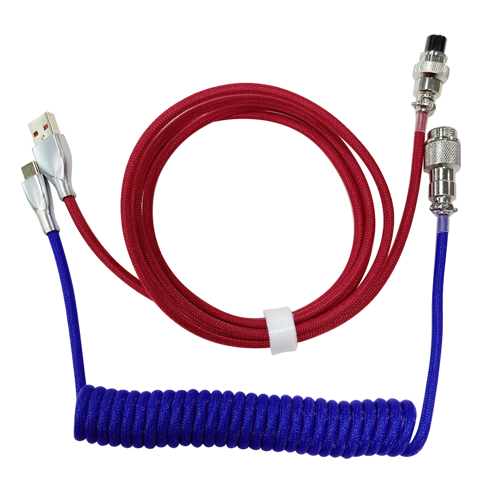 Coiling Mechanical Keyboard Coiled Aviator Wire Type-C USB Keyboard Type C USB Cable Mechanical Keyboard Aviation Connector: Dark Blue