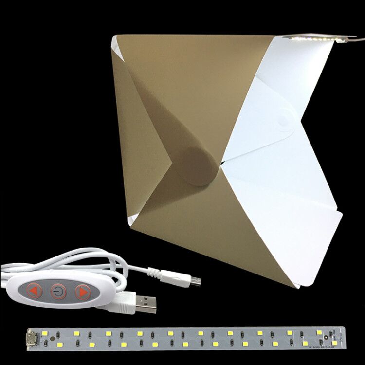 Boîte souple Diffuse de Studio pliant portatif avec la boîte de Studio de Photo de fond de photographie blanche noire de lumière LED: S add 1 cable 1 led