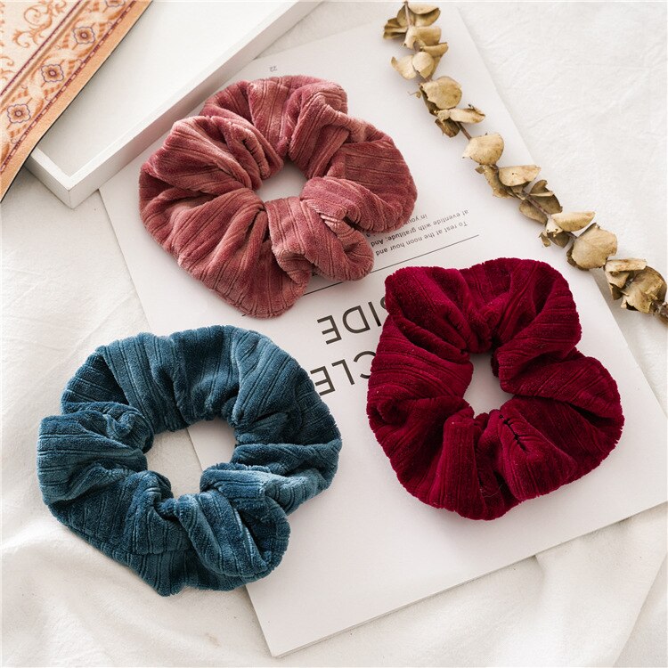 Coleteros de terciopelo dorado para niña, lazos de anillo de pelo sólido para niña, coleteros, banda de goma, diadema verde, accesorios para el cabello