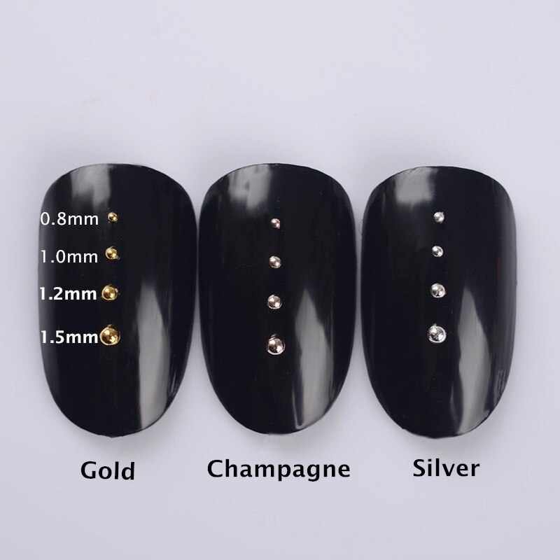 1 Doos Staal Kralen Nail Studs Mini Staal Kraal Multi-Size Gold Sliver Champagne Glitter Gemengde 3D Nail Art decoraties In Wiel