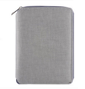 Cahier à spirale en cuir A5, organisateur de planificateur d'agenda de reliure à glissière, organisateur de document de padfolio de bureau de grande capacité de Macaron: light grey / A6  210 140mm