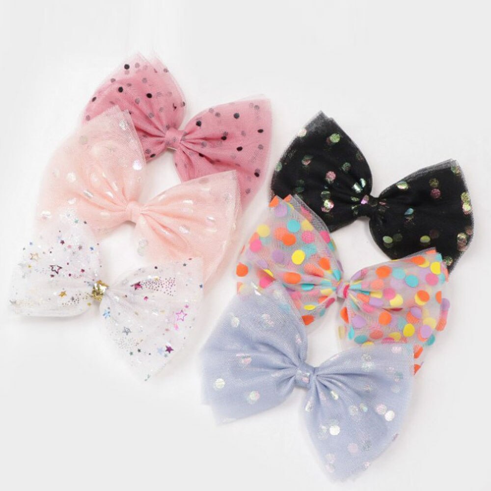Lazos de hilo de lentejuelas para niñas pequeñas, horquillas de Organza hechas a mano con Clips, tocado de Boutique para niñas, accesorios para el cabello