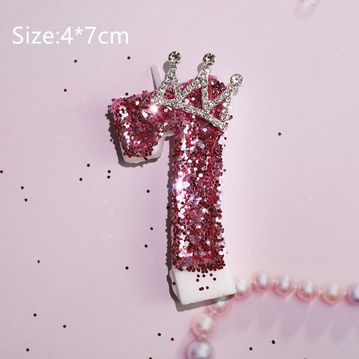 Yellow Pink Candle Sequins Shiny Crown Number 0-9 Cake Topper Insert For Girl Birthday Party Dessert Table Wedding Day: Light Green