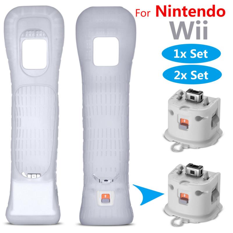 For Nintendo Wii Motion Plus Adapter Sensor Handle Accelerator Intensifier & Silicon Case Remote Controller Motion Enhancer