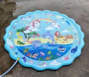 Splashez 3- i -1 sprinkler til børn, sprøjtepude og svømmepøl til læring - sprinklerbad til børn , 60 '' oppusteligt vand: Påfuglblå