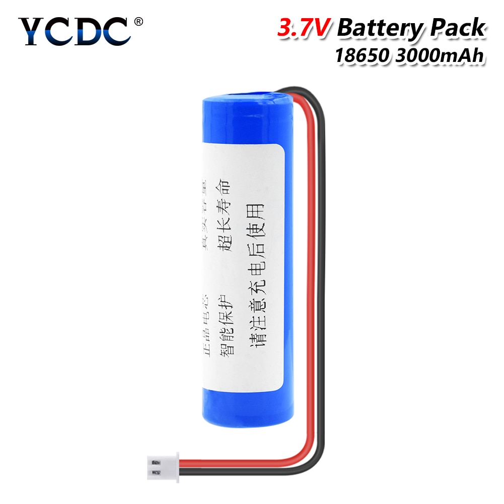 YCDC 18650 Rechargeable Battery - 3000mAh Li-ion Cell with XH 2Pin Connector
