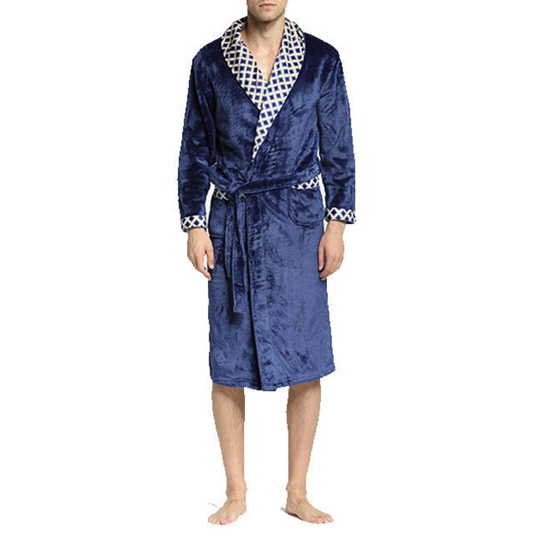 Winter Bath Robe Flannel Turn-down Collar Men Kimono Men Robe Bathrobe Men Bath Robes Cotton Long Sleeve Nightgown