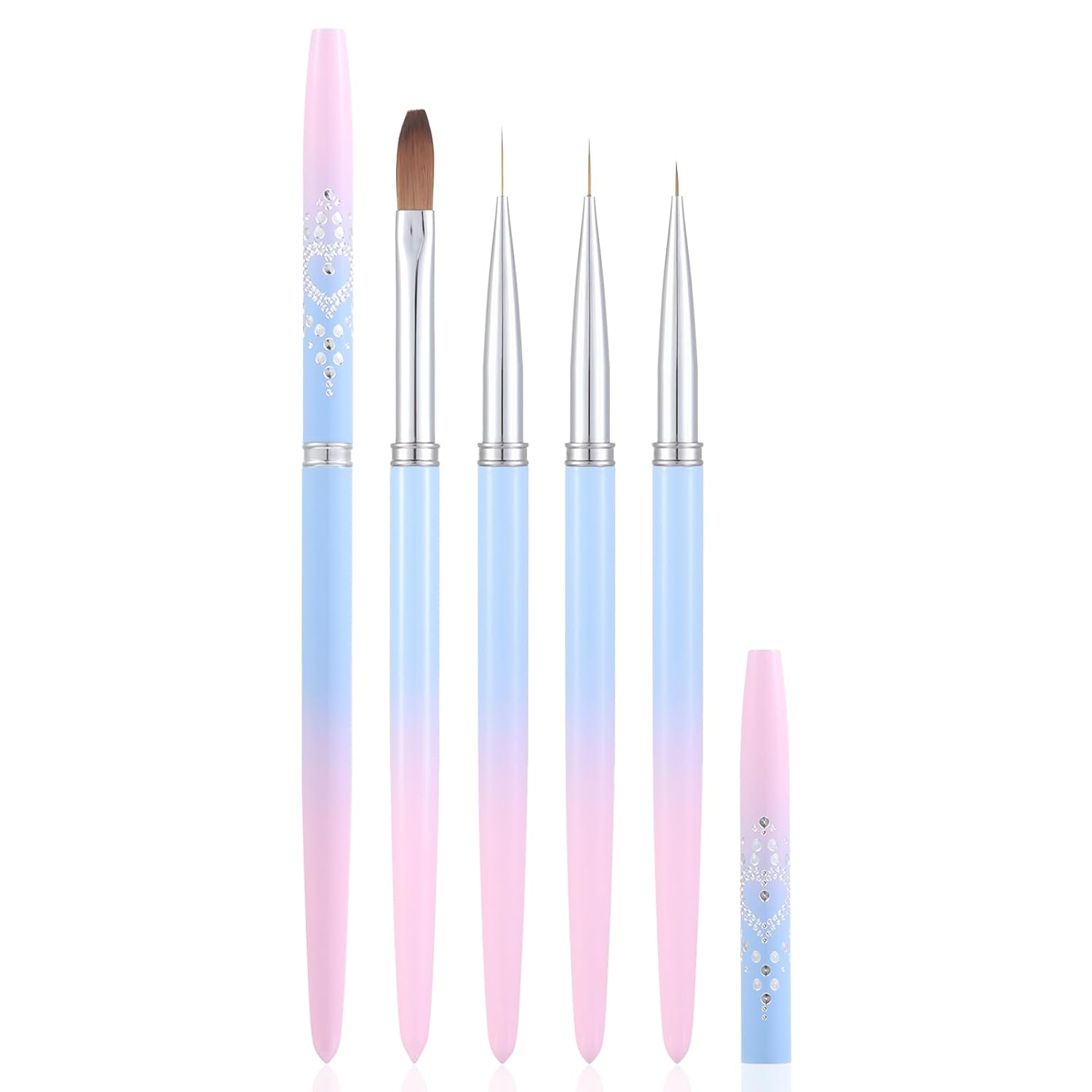 High Precision Nail Art Clean-Up Brush Set - Accurate Mistake Removal and Fingernail Cleaning - Angled and: MULTI