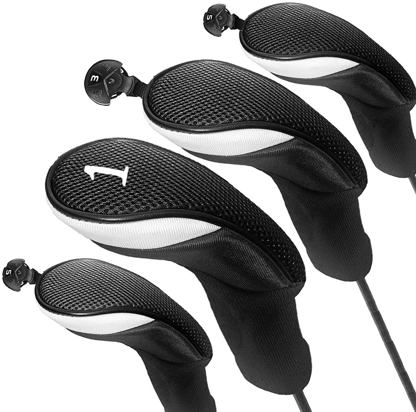 Outdoor Golf Club Head Covers for Woods with Number Tag Long Interchangeable 1 3 5 7 X Driver Fairway Hybrid: NO.135X Black 3Pcs