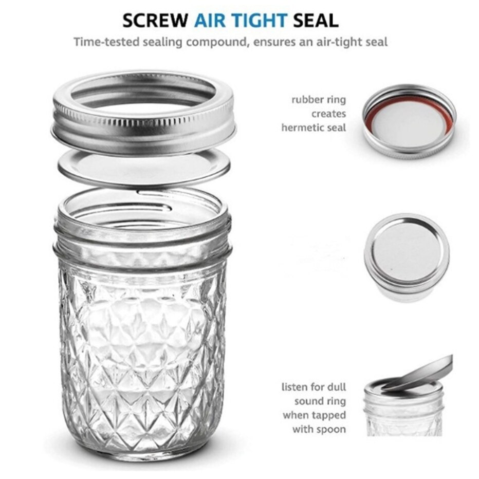 Kitchen Mason Jars with Airtight Glass Sugar Container Canning Preserving Meal Prep Jam Jelly Kitchen Storage Containers