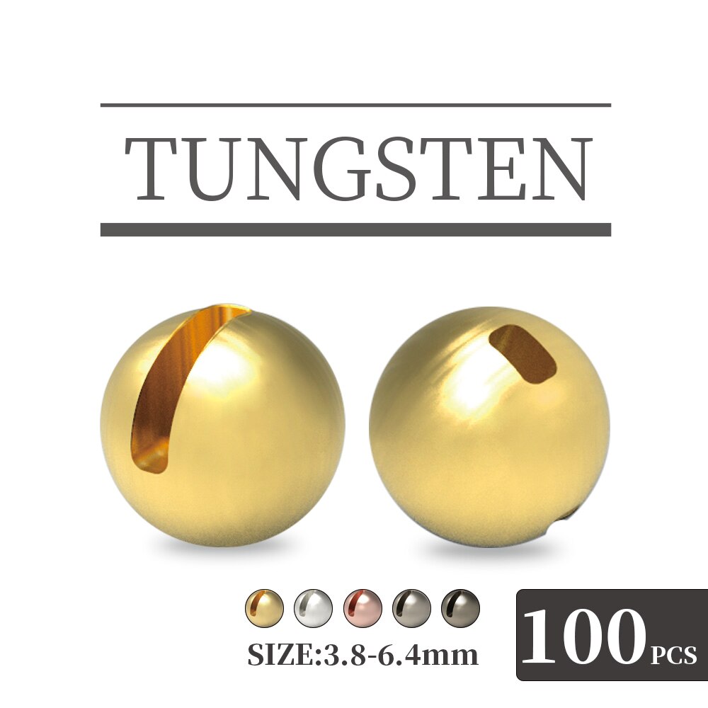 Muunn 100Pcs 3.8-6.4Mm Tungsten Sleuven Kralen Vliegbindset Materiaal Multi-Kleur Vliegvissen Wolfraam Kralen