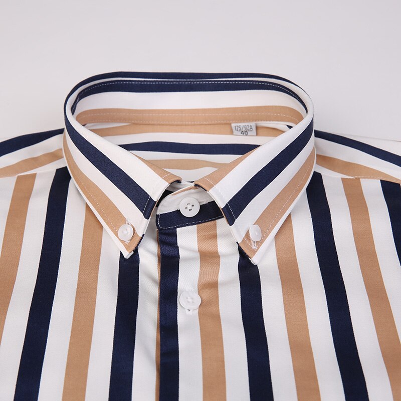 Mannen Mode Multi-color Gestreepte Korte Mouwen Zak-Minder Button-Down Standaard-Fit zomer Stijl Casual Tops Shirt