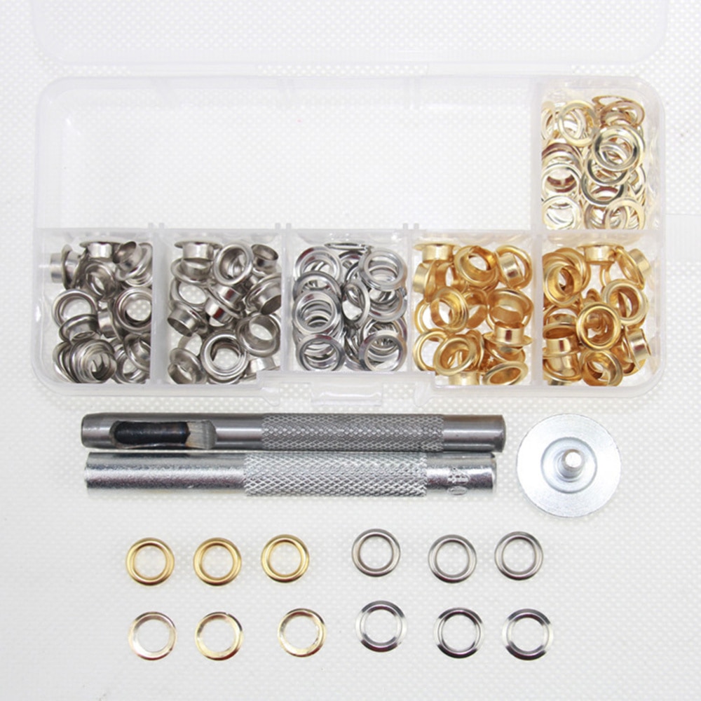 100 stuks 6mm ringen set metalen oogjes knoop voor schoenen kleding knutselen