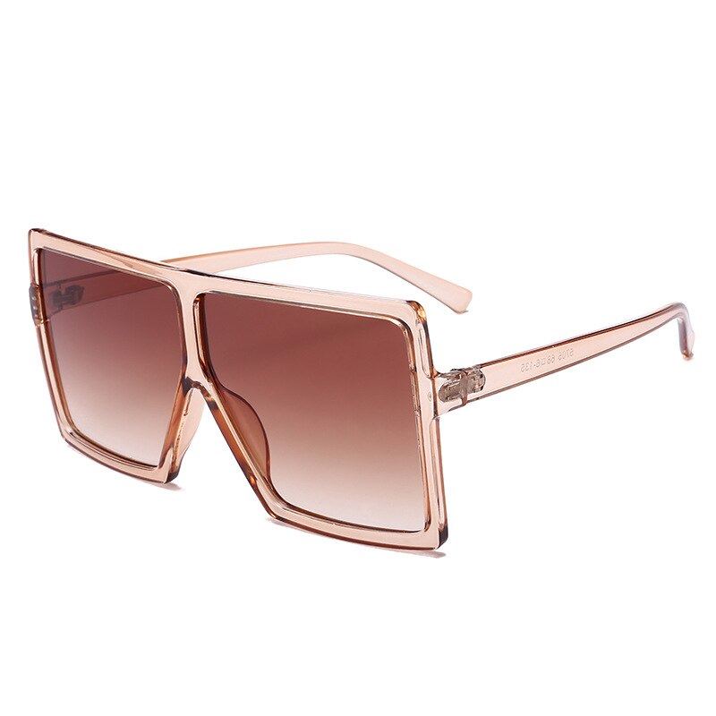 Kørebriller kvinde mand overdimensioneret firkantet luksus farve solbriller vintage luksus stor ramme briller  uv400 driver beskyttelsesbriller: Lysebrun
