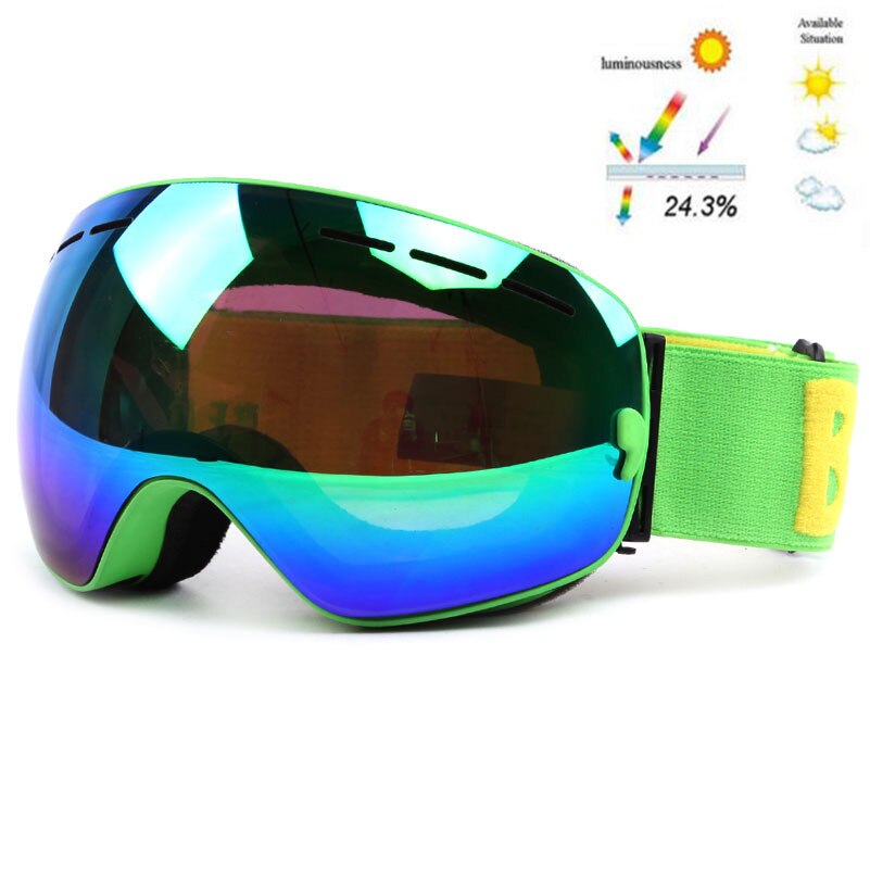 GOG-3100 Doppel schichten UV400 Anti-nebel polarisierte Ski brille für männer frauen große Ski maske gläser für skifahren Helm schnee snowboard: Armee Grün
