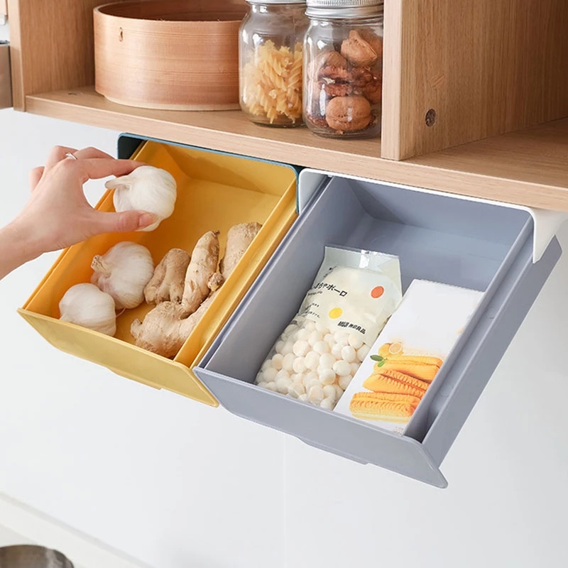 Sotto il cassetto della scrivania scatola di immagazzinaggio adesiva per ufficio scatola di immagazzinaggio nascosta organizzatore di trucco coltello da cucina forchetta vassoio di immagazzinaggio organizzatore