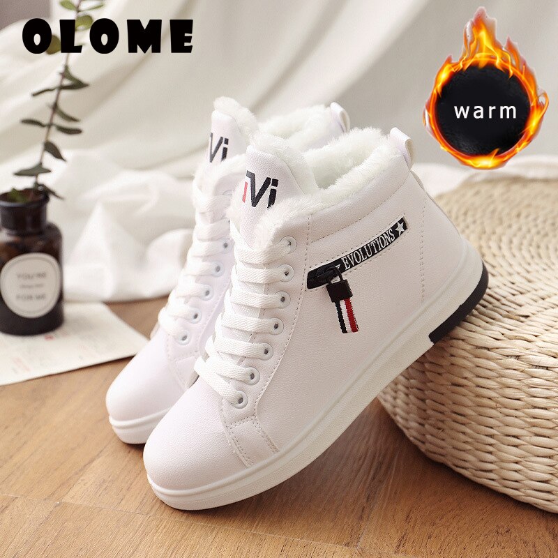 Winterlaarzen dames enkellaarsjes warme pu pluche winter damesschoenen sneakers flats veter damesschoenen dames korte sneeuwlaarzen