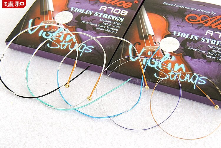 5pcs Full Set Alice A708 Plated High-Carbon Steel Nylon Core Aluminum Alloy Wound Silver Wound Gold Ball-End Violin Strings