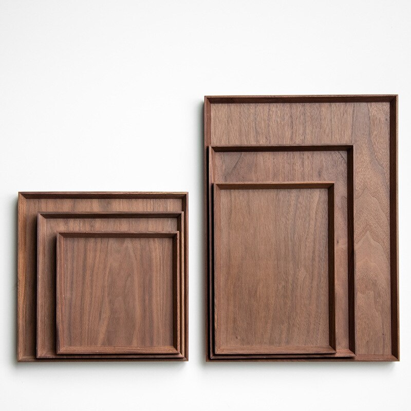 Natürliche Schwarz nussbaum massivholz tablett rechteckigen tablett aus holz Japanischen geschirr haushalt obst tablett holz tablett Tee Tablett