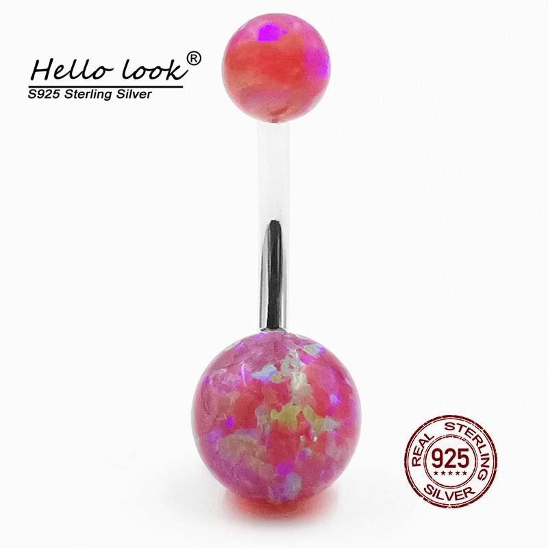 Hellolook – Piercing de nombril Magenta en argent Sterling 925 pour femme, anneau de nombril, opale, Sexy, bijoux