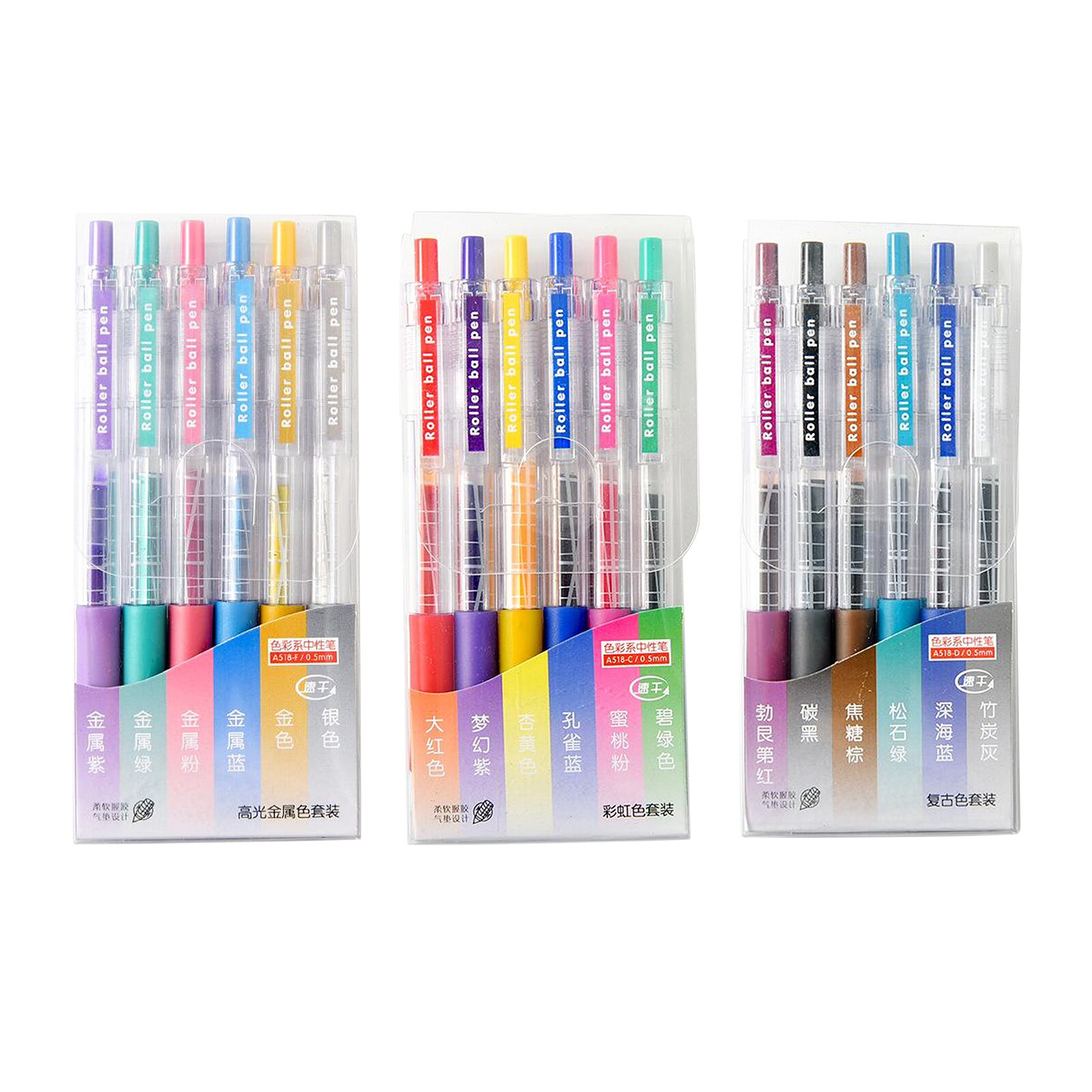 6PCS Gel Pens Set Refill for Adult Glitter Coloring Books Writing Drawing Art