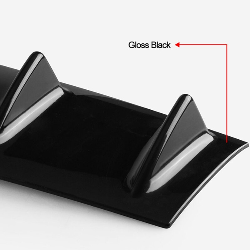 58.4x15.2Cm Style Universal Rear Bumper Lip Diffuser 5 Fin Gloss Black Abs Car Diffuser Fin Shark Style