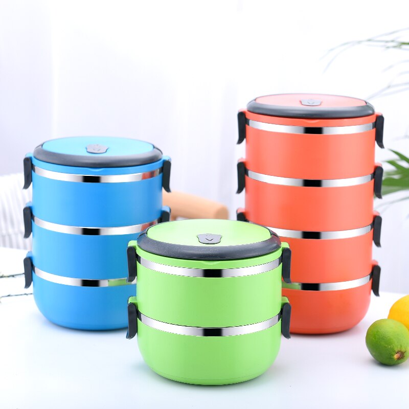 700ML School Lunch Box Stainless Steel Bento Box Lunch Thermos Food Storage Container Lunchbox 5 Colors Thermal Container Box