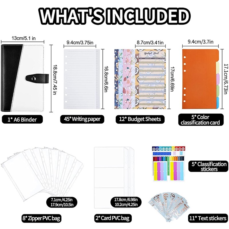 6 Holes Loose-Leaf Notebook, A6 Binder Budget Notebook Ring Binder Binder for Schools, Offices, Travel and Families