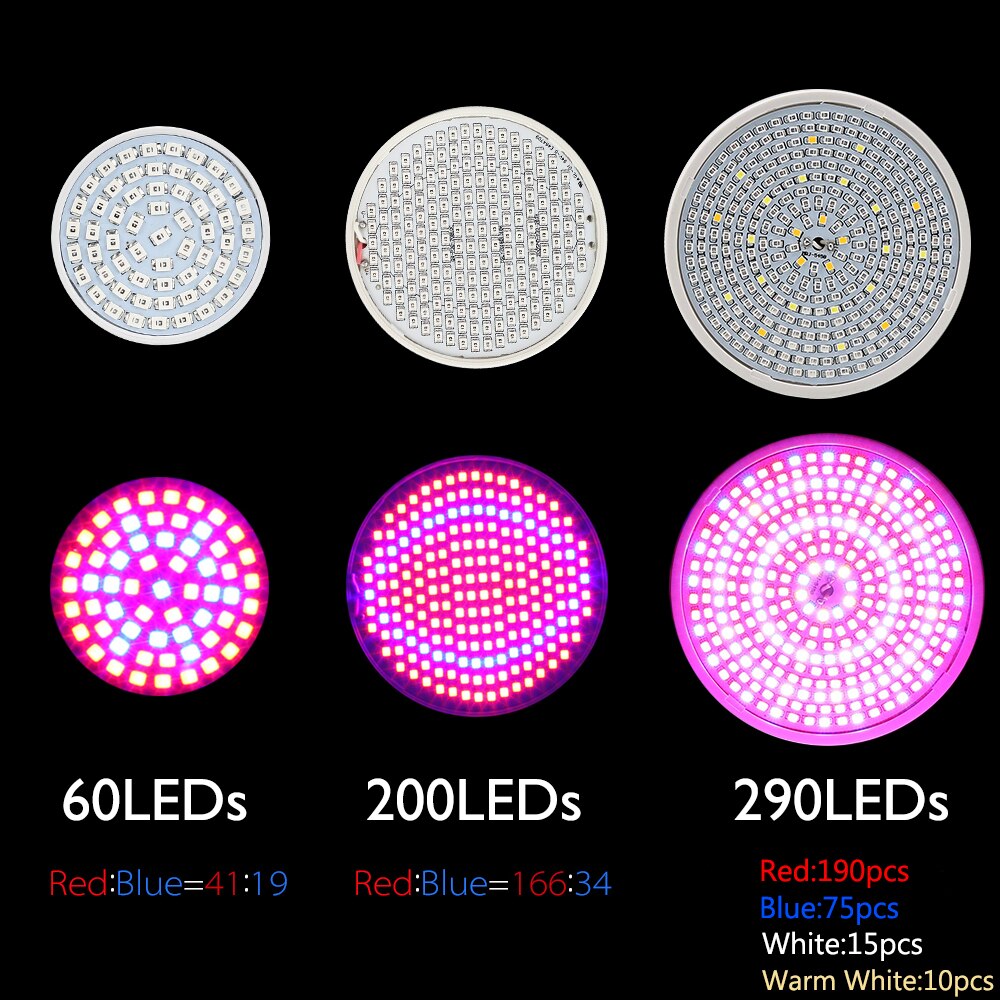 Led plantevoksepære 60/200/290 leds smd 2835 plantelys til blomster grøntsager drivhus hydroponisk voksende pære  d30
