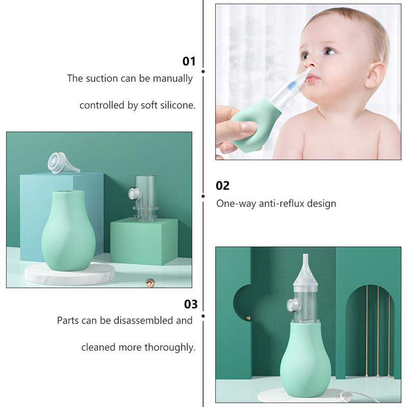 1 Set 2 Stuks Kindje Nasale Afzuigen Handleiding Type Siliconen Neus Suctions (Roze Groen)
